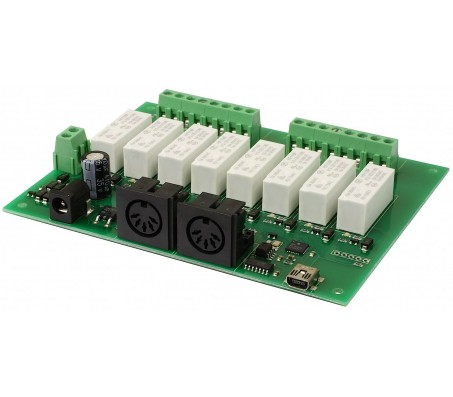 MIDI-RLY08 - 8 relay, 0 dimmer