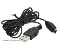 Thin (2mm) USB Cable A to Mini-B (1.8m), Low/Full-Speed Only